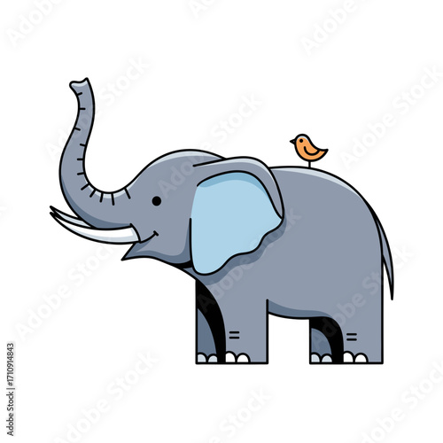 Elephant with little Bird