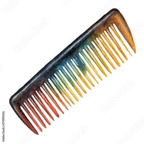 Comb, watercolor painting, vector illustration, isolated on a white background.