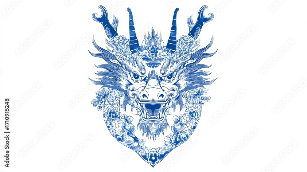 Obraz premium Blue and white porcelain faucet design