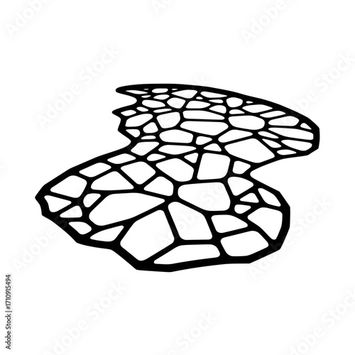 Vector art of abstract cobblestone path illustration, representing a winding road or pathway with a unique, geometric design