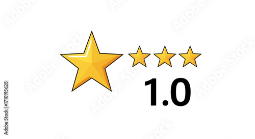 Golden star rating with low score concept in flat style