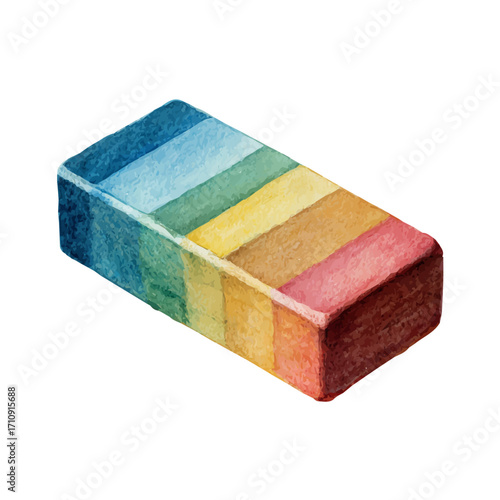 Eraser in watercolor style, vector illustration, isolated on white background.