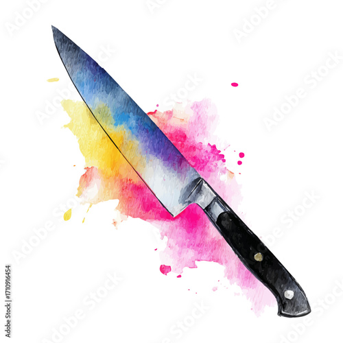 A watercolor painting of Knife, vector illustration on white background.