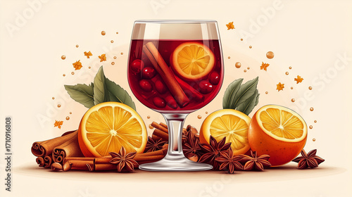 Sangria with citrus slices and spices, a refreshing drink for warm gatherings and celebrations