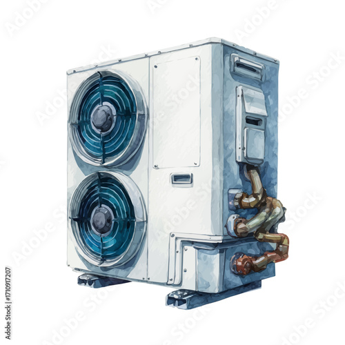 Fan Coil Unit, watercolor painting, vector illustration, isolated on a white background.