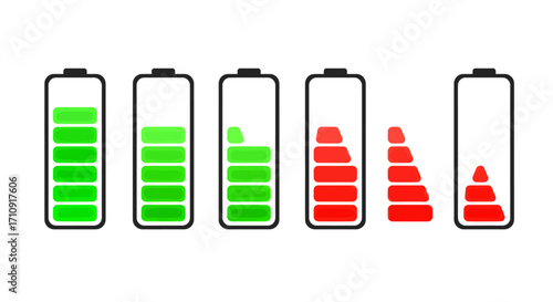 Battery level icons: green to red charge indicators for mobile devices