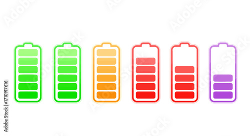 Battery charge levels in gradient colors