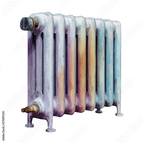 Electric Radiator in watercolor style, vector illustration, isolated on white background.