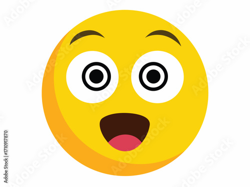 Surprised Yellow Emoji Face with Open Mouth and Wide Eyes