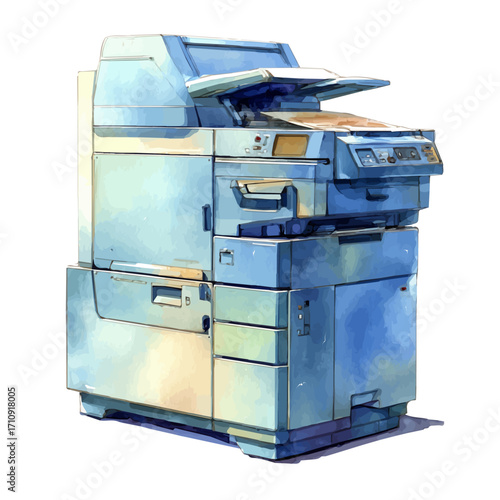 A watercolor painting of Copier Machine, vector illustration on white background.