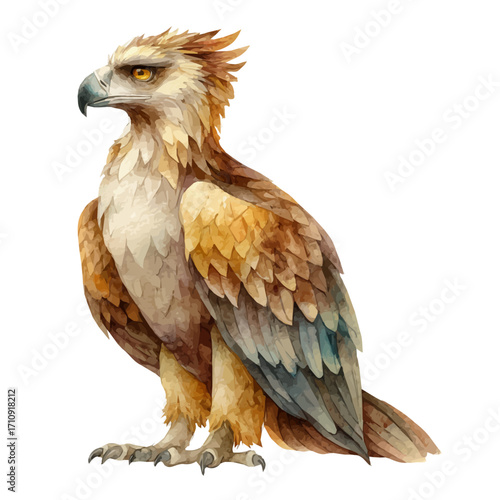 Griffin, watercolor painting, vector illustration, isolated on a white background.