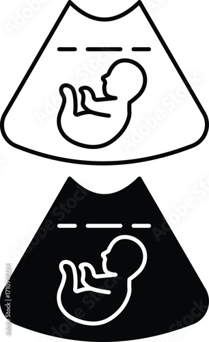 Ultrasound Baby Icon Set – Pregnancy, Maternity, and Prenatal Care Symbols.eps