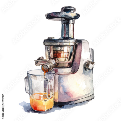 Juicer in watercolor style, vector illustration, isolated on white background.