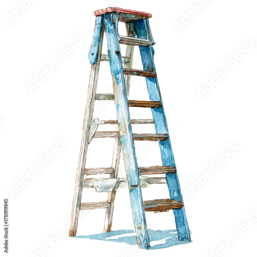 Ladder in watercolor style, vector illustration, isolated on white background.