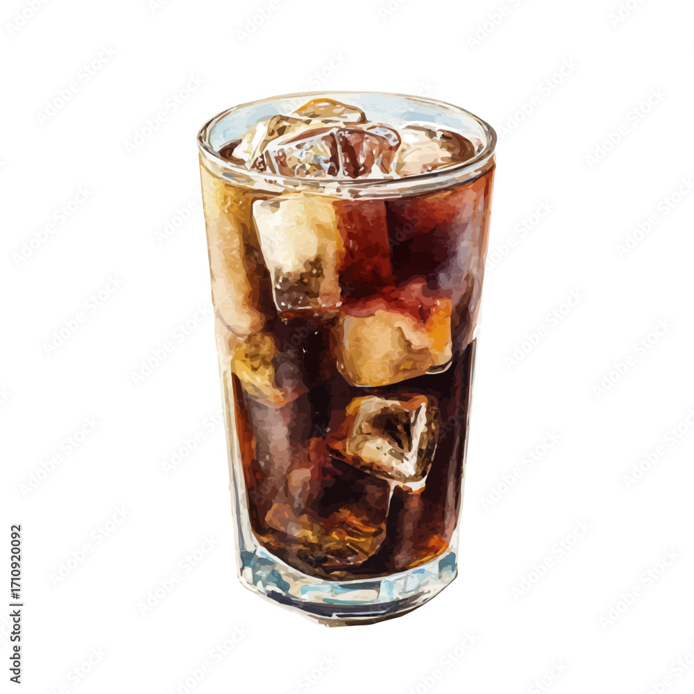 Cold Brew Coffee in watercolor style, vector illustration, isolated on white background.