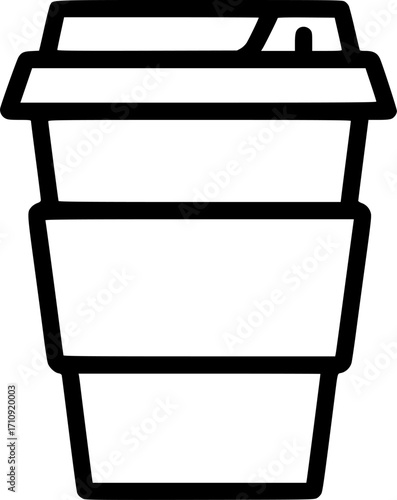 Disposable coffee cup with sleeve outline icon vector
