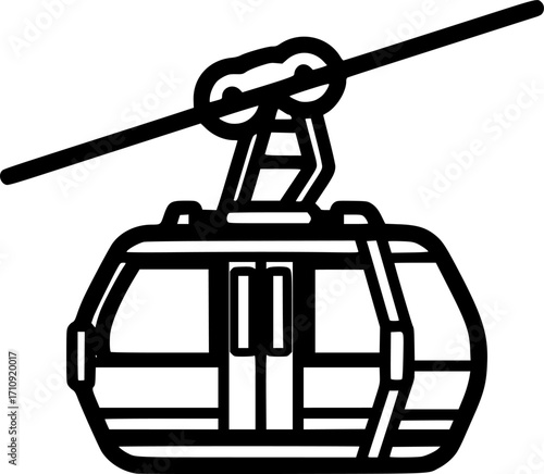 Cable car gondola outline icon vector
