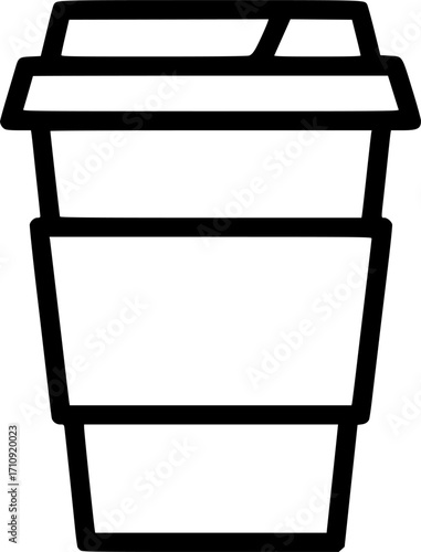 Disposable coffee cup with sleeve outline icon vector
