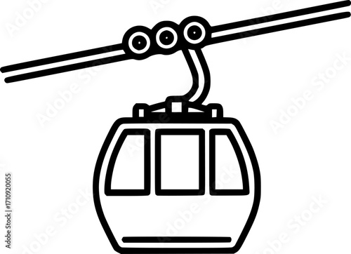 Cable car gondola outline icon vector
