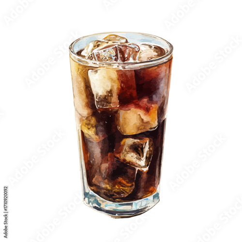 Cold Brew Coffee in watercolor style, vector illustration, isolated on white background.