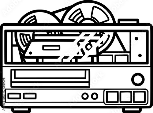 Computer tape drive outline icon vector
