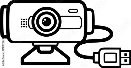 Vintage webcam outline icon vector
