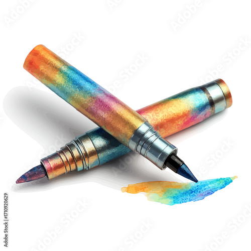 Watercolor vector illustration of Highlighter, isolated on white background.