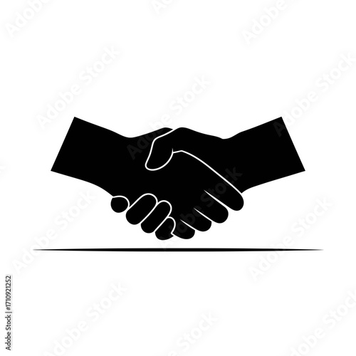 Vector art of silhouette illustration of a handshake, symbolizing agreement, partnership, or business deal