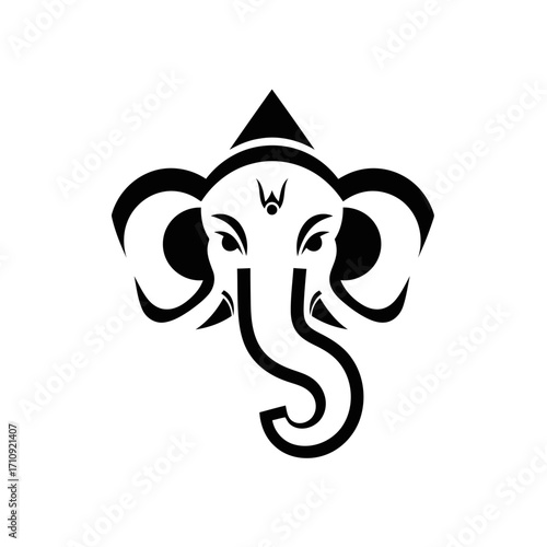 Illustration of lord ganesha, the hindu god of wisdom and prosperity, in black and white, vector graphic art