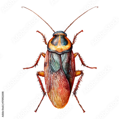 A watercolor painting of Cockroach, vector illustration on white background.