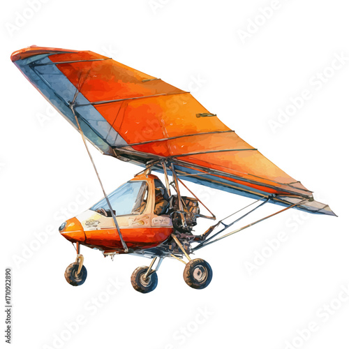 A watercolor painting of Hang Glider, vector illustration on white background.