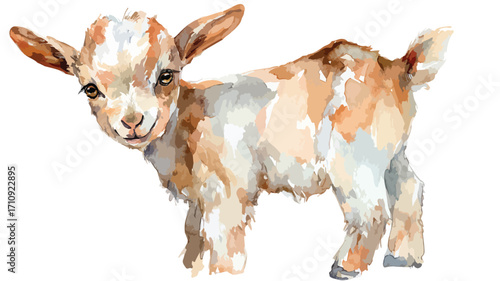 Adorable Watercolor Baby Goat Clipart for Graphic Resource