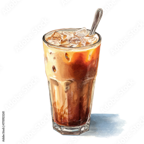 A watercolor painting of Iced Chai, vector illustration on white background.