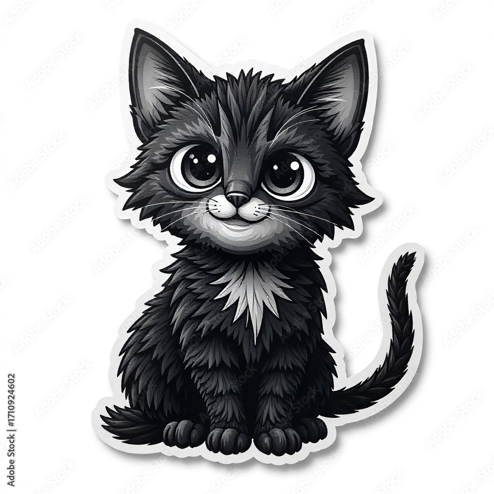 Obraz premium Cute Happy Kitty Cartoon Sticker