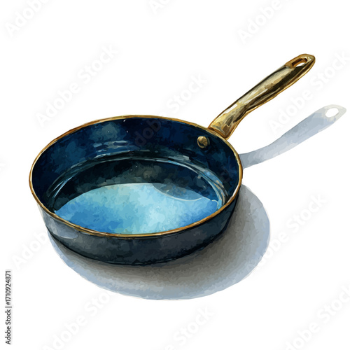 Frying Pan in watercolor style, vector illustration, isolated on white background.