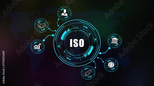Futuristic Concept of iso with Digital Network and Global Connectivity on world map background .