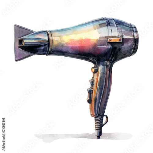 A watercolor painting of Hair Dryer, vector illustration on white background.