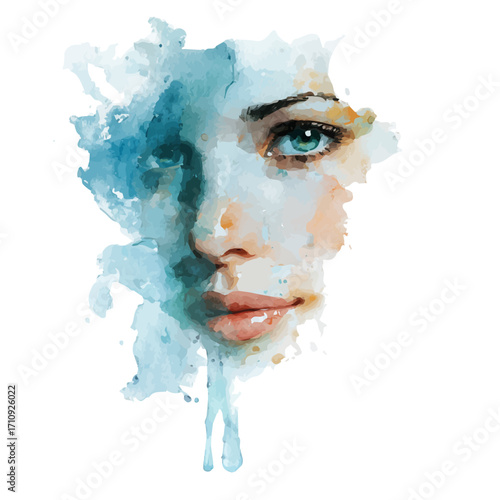 Face Cleanser in watercolor style, vector illustration, isolated on white background.