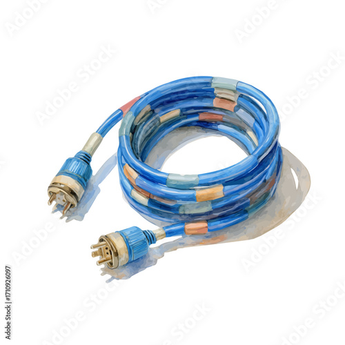 A watercolor painting of Extension Cord, vector illustration on white background.
