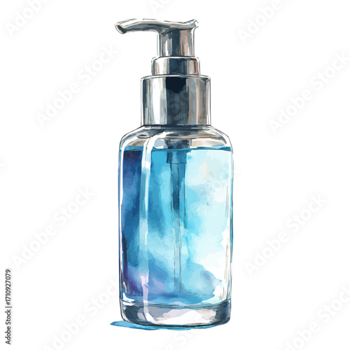A watercolor painting of Face Cleanser, vector illustration on white background.