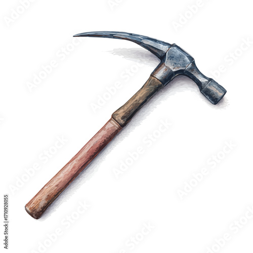 Crowbar, watercolor painting, vector illustration, isolated on a white background.