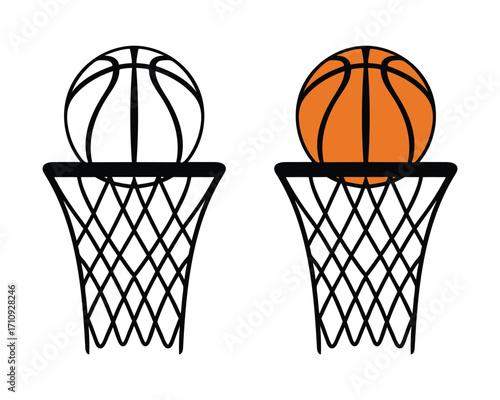 A basketball on the basket vector art