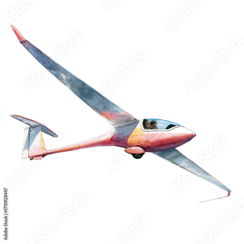 A watercolor painting of Glider, vector illustration on white background.