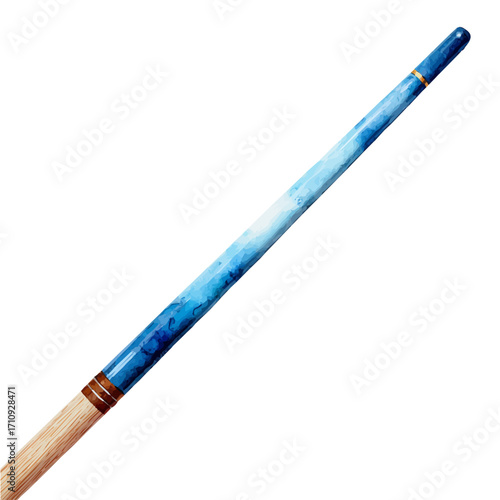 Watercolor vector illustration of Cue Stick, isolated on white background.