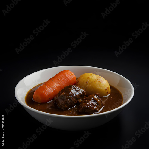 Comforting bowl of Japanese beef curry with carrot and potato, a delicious meal for dinner