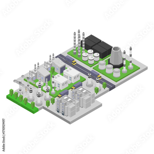 Isometric coal power plant