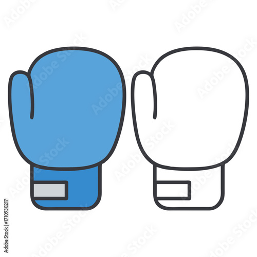 Blue and White Boxing Gloves Vector Sport Fitness Icon