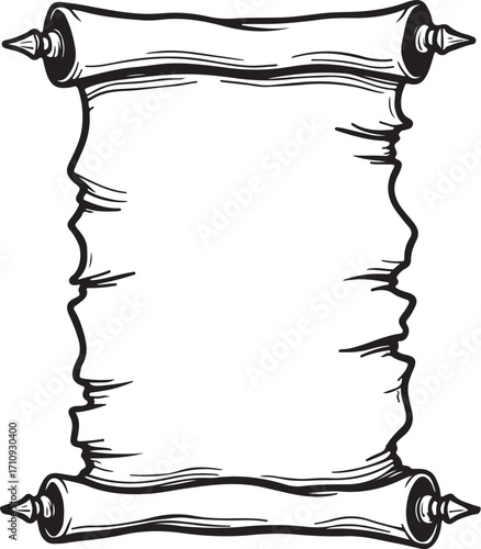 Parchment Simple Hand-drawn Doodle Sketch Vector Illustration Linear Line Art Engraving Isolated Black and White