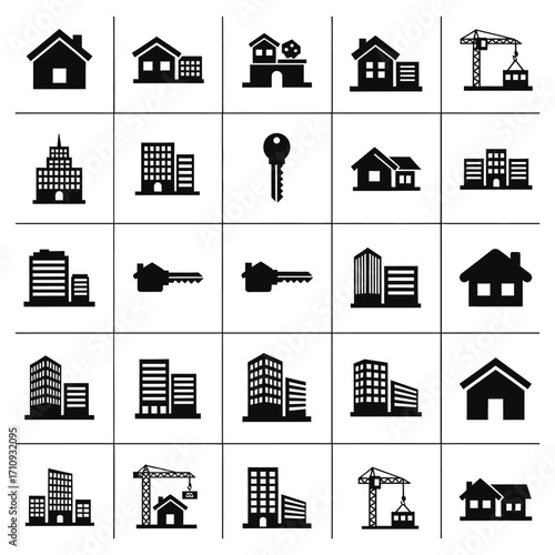 Housing and Real Estate Icons A Comprehensive Collection of Building and Property Symbols