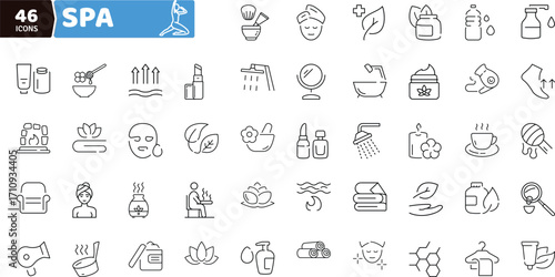 Spa and Wellness Icons Set - Relaxation and Personal Care Vector Collection